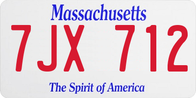 MA license plate 7JX712