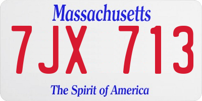 MA license plate 7JX713