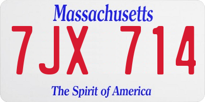 MA license plate 7JX714