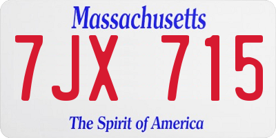 MA license plate 7JX715