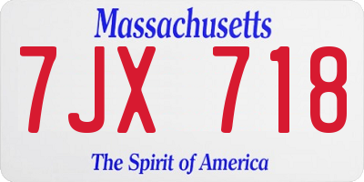MA license plate 7JX718