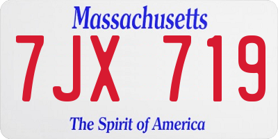 MA license plate 7JX719
