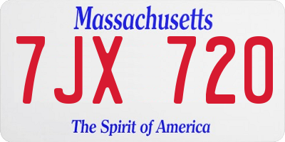 MA license plate 7JX720