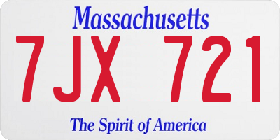 MA license plate 7JX721