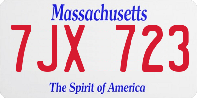 MA license plate 7JX723