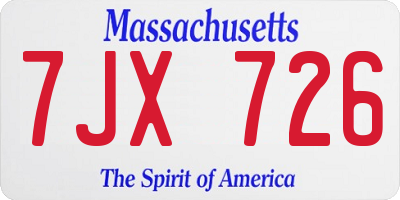 MA license plate 7JX726