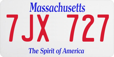 MA license plate 7JX727