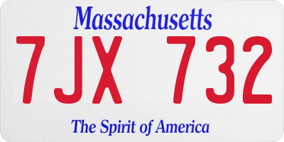 MA license plate 7JX732