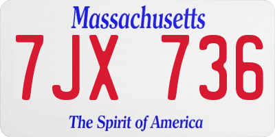 MA license plate 7JX736