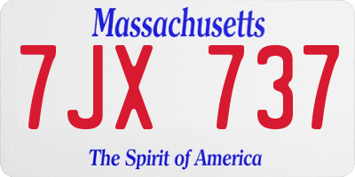 MA license plate 7JX737