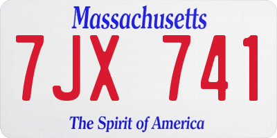 MA license plate 7JX741
