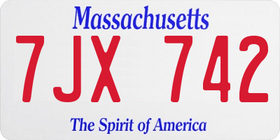MA license plate 7JX742