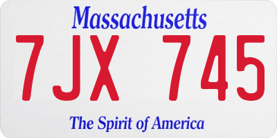 MA license plate 7JX745