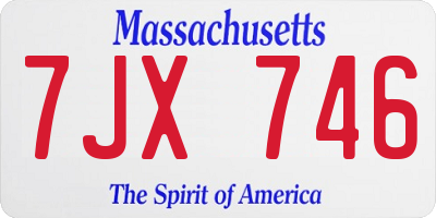 MA license plate 7JX746