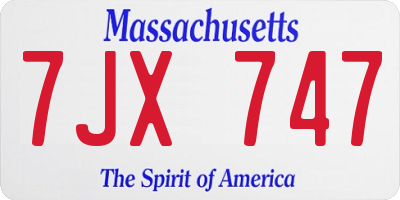MA license plate 7JX747