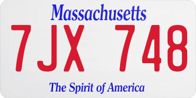 MA license plate 7JX748