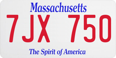MA license plate 7JX750
