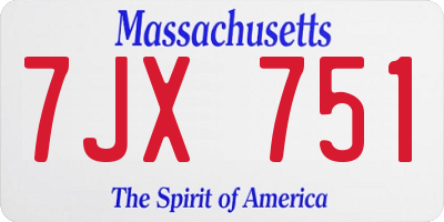 MA license plate 7JX751