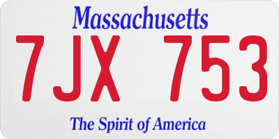 MA license plate 7JX753