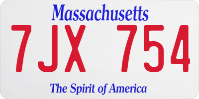 MA license plate 7JX754