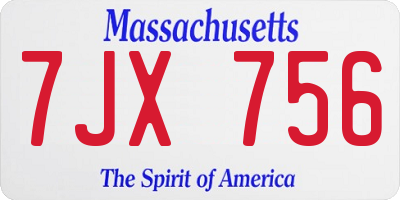 MA license plate 7JX756