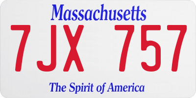 MA license plate 7JX757