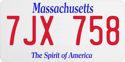 MA license plate 7JX758