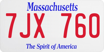 MA license plate 7JX760