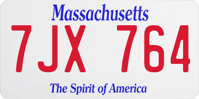 MA license plate 7JX764