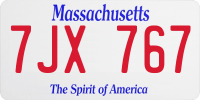 MA license plate 7JX767