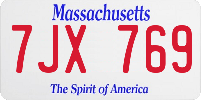 MA license plate 7JX769