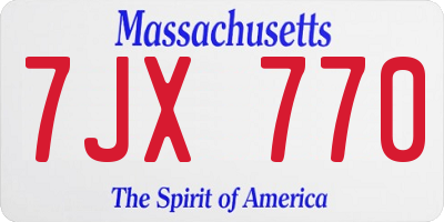 MA license plate 7JX770
