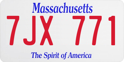 MA license plate 7JX771
