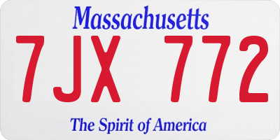 MA license plate 7JX772