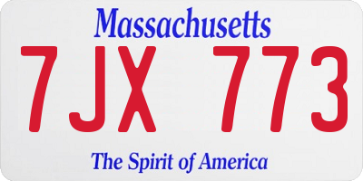 MA license plate 7JX773
