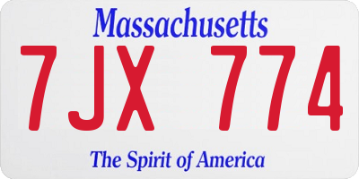 MA license plate 7JX774