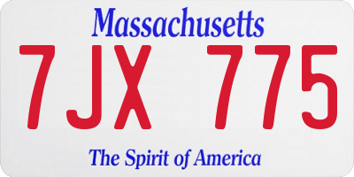 MA license plate 7JX775