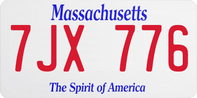 MA license plate 7JX776