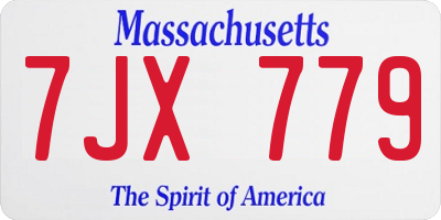 MA license plate 7JX779
