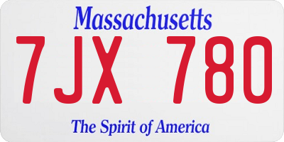 MA license plate 7JX780