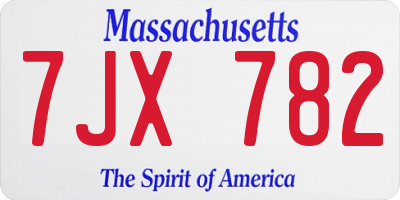 MA license plate 7JX782