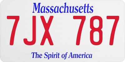 MA license plate 7JX787