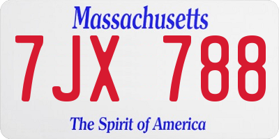 MA license plate 7JX788
