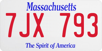 MA license plate 7JX793