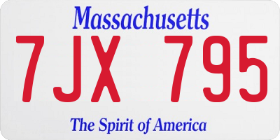 MA license plate 7JX795
