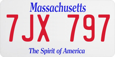 MA license plate 7JX797
