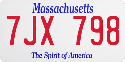 MA license plate 7JX798