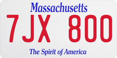 MA license plate 7JX800