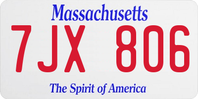 MA license plate 7JX806