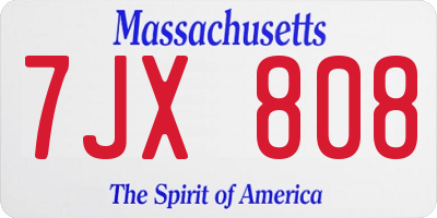 MA license plate 7JX808